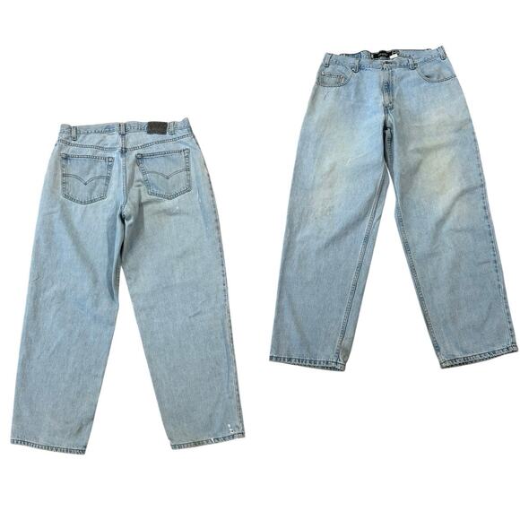 Vintage 90s Levi’s SilverTab Baggy Jeans Light Wash Distressed / size 38 x 32 - - Picture 3 of 5